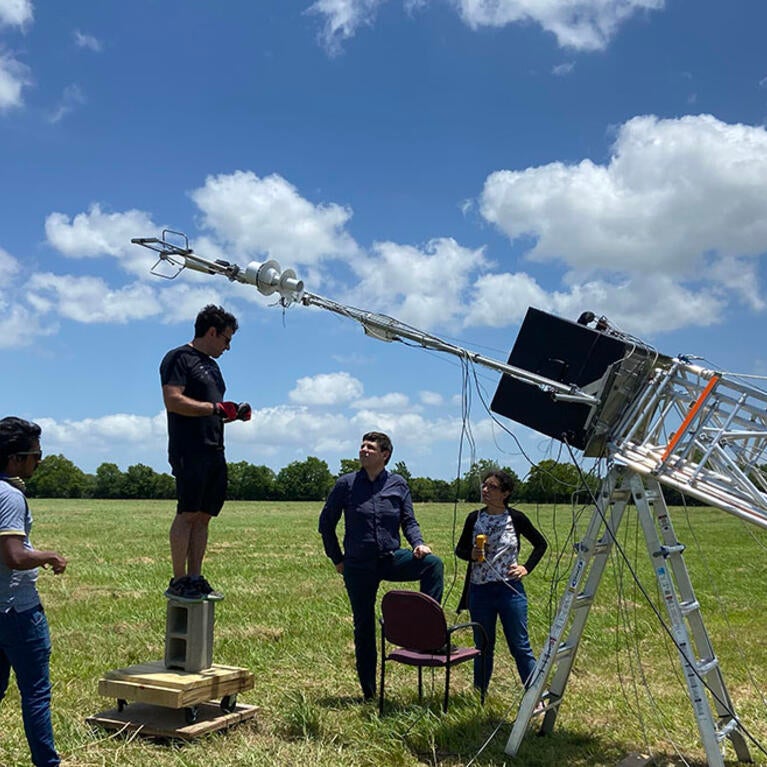 Chemical and Environmental Engineering professor Markus Petters conducting atmospheric research with members of his Tracer Aerosol Convection Interactions Experiment research group in Texas.