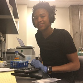 Jaimie Stewart as a doctoral student inside a BCOE lab. (Photo courtesy of Jaimie Stewart)