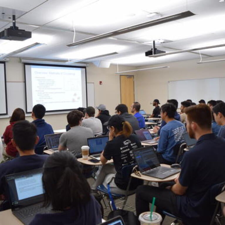 classroom of students on computers